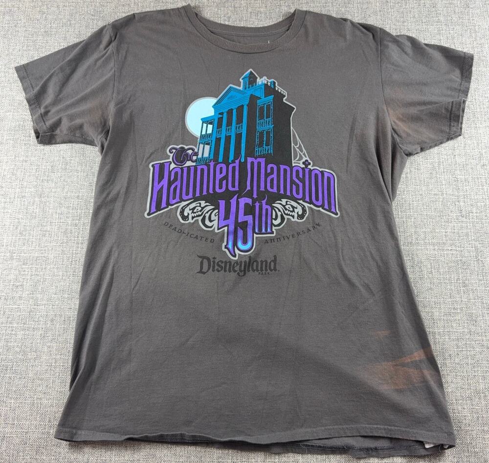 Disney Haunted Mansion 45th Anniversary T Shirt Mens L Disneyland 2014 Flaws